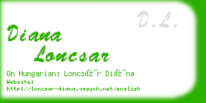 diana loncsar business card